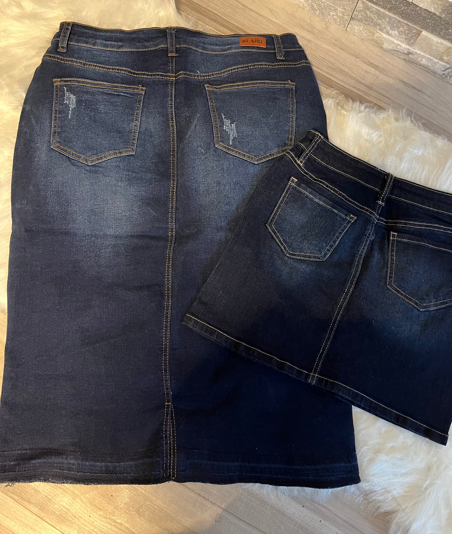 Dark indigo denim skirt