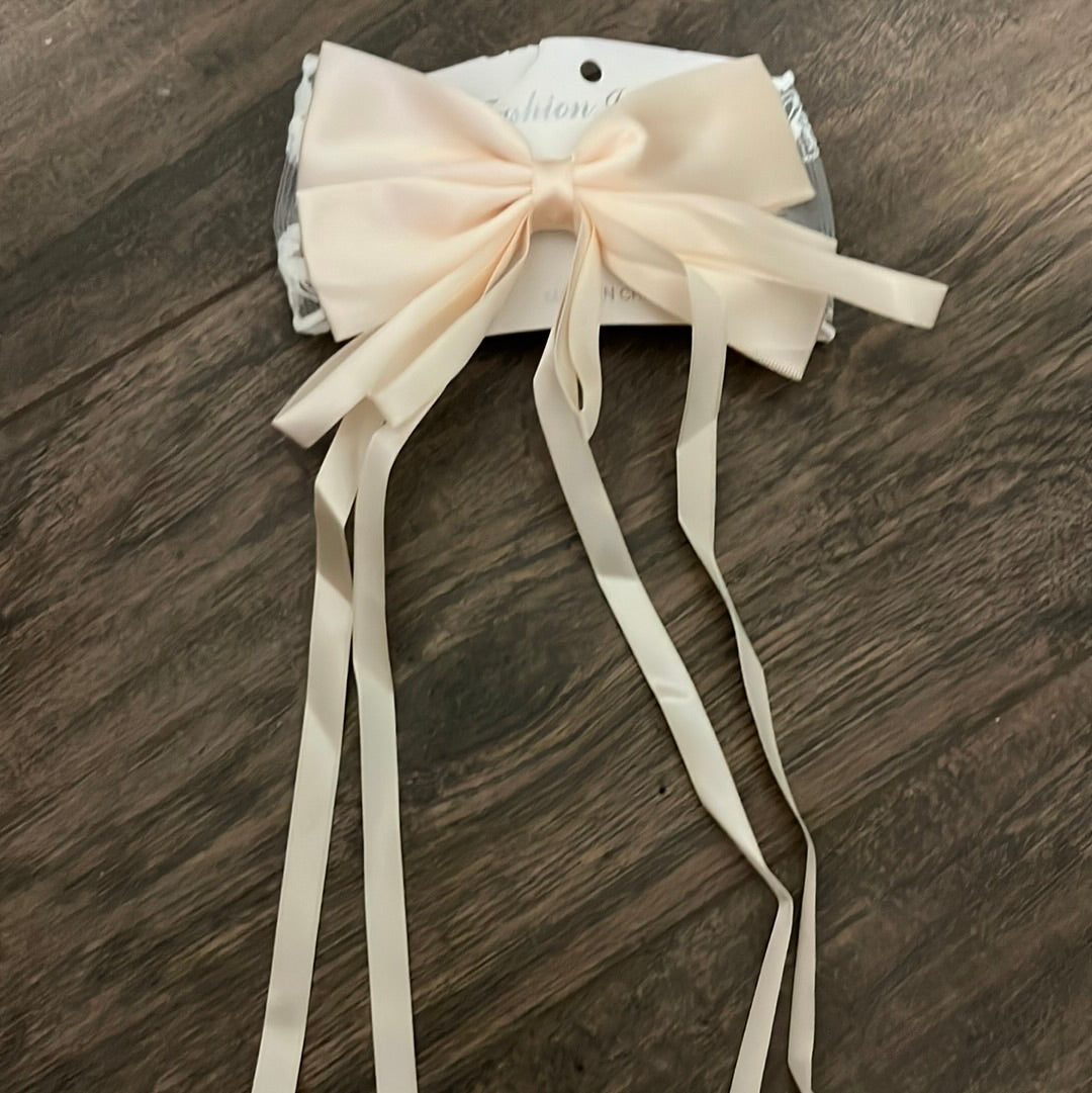 Satin Double Bow Long Tail Hair Clip