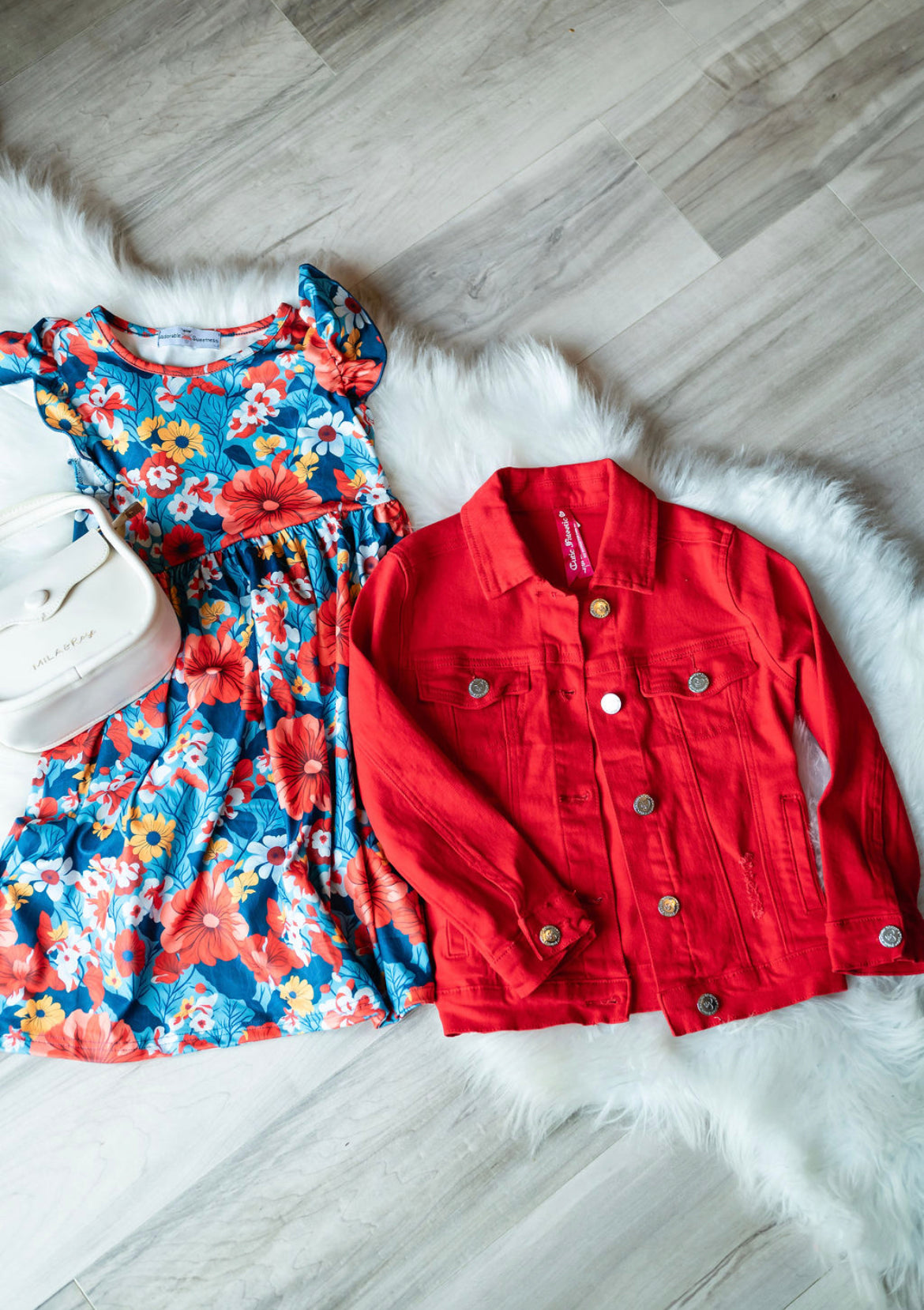 Coral and Blue Floral Claire Flutter Dress
