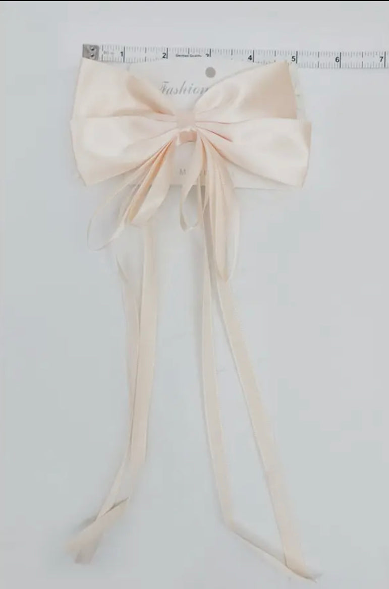 Satin Double Bow Long Tail Hair Clip