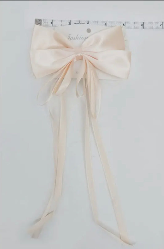 Satin Double Bow Long Tail Hair Clip
