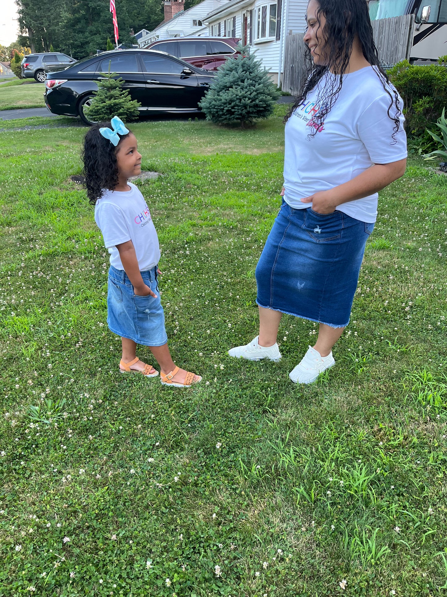 Medium wash denim skirt
