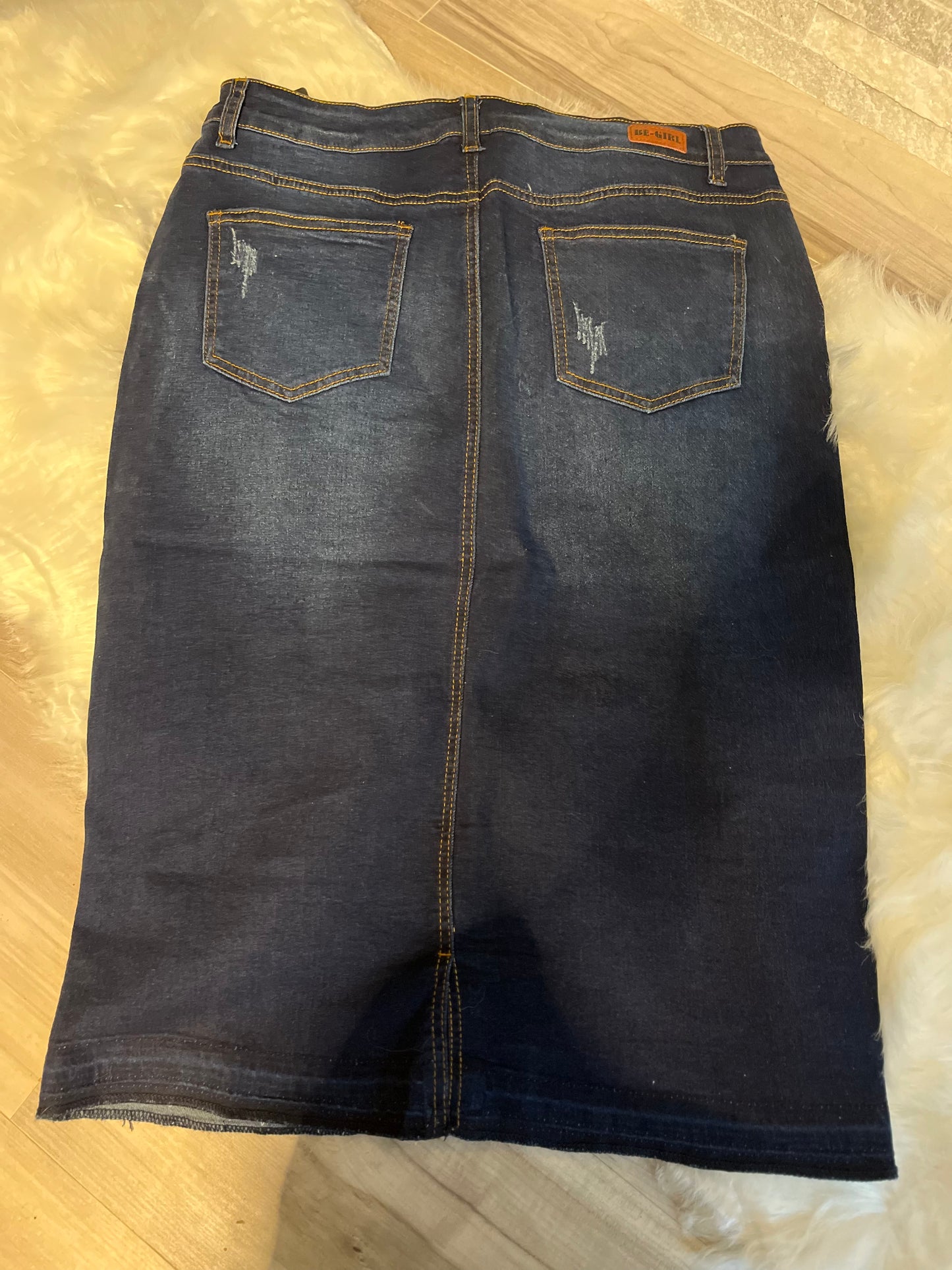 Dark indigo denim skirt