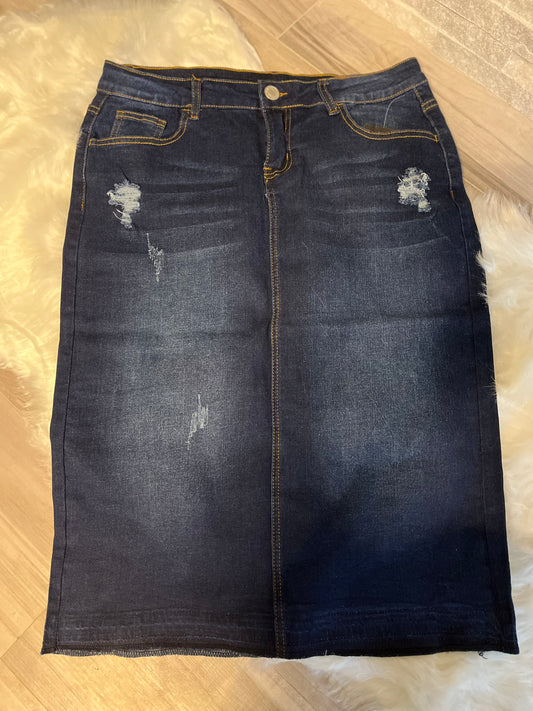 Dark indigo denim skirt