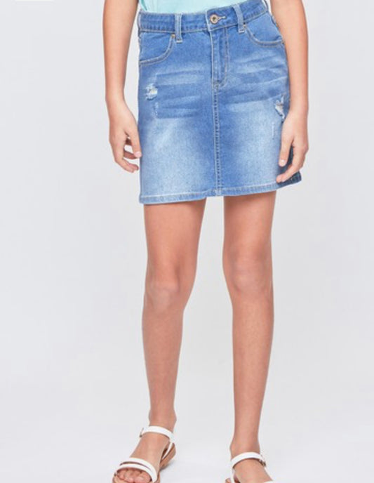 Medium wash denim skirt